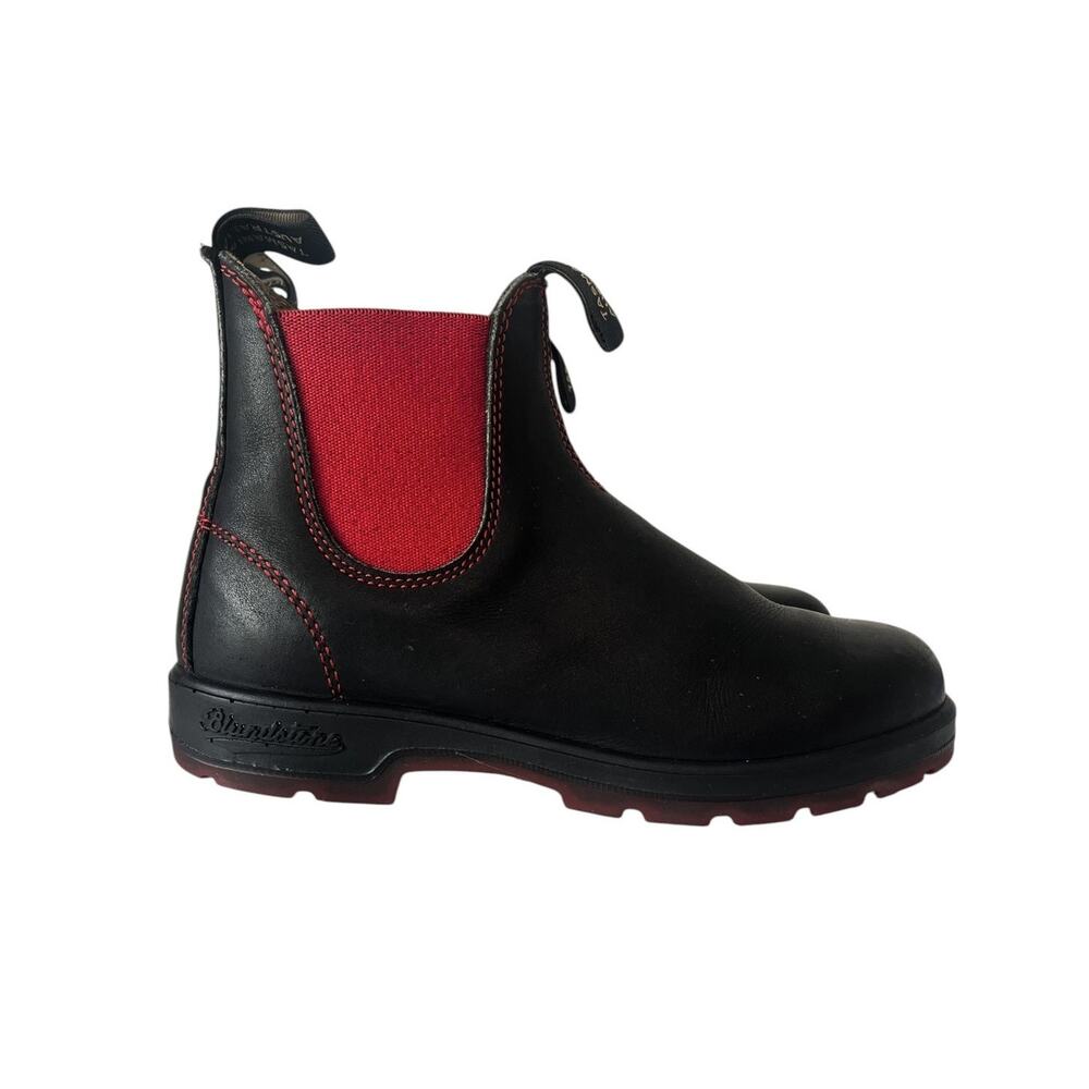 Blundstone 1316 Black Leather Red Elastic Chelsea Boots Size AU 5 / US W 8 / M 6